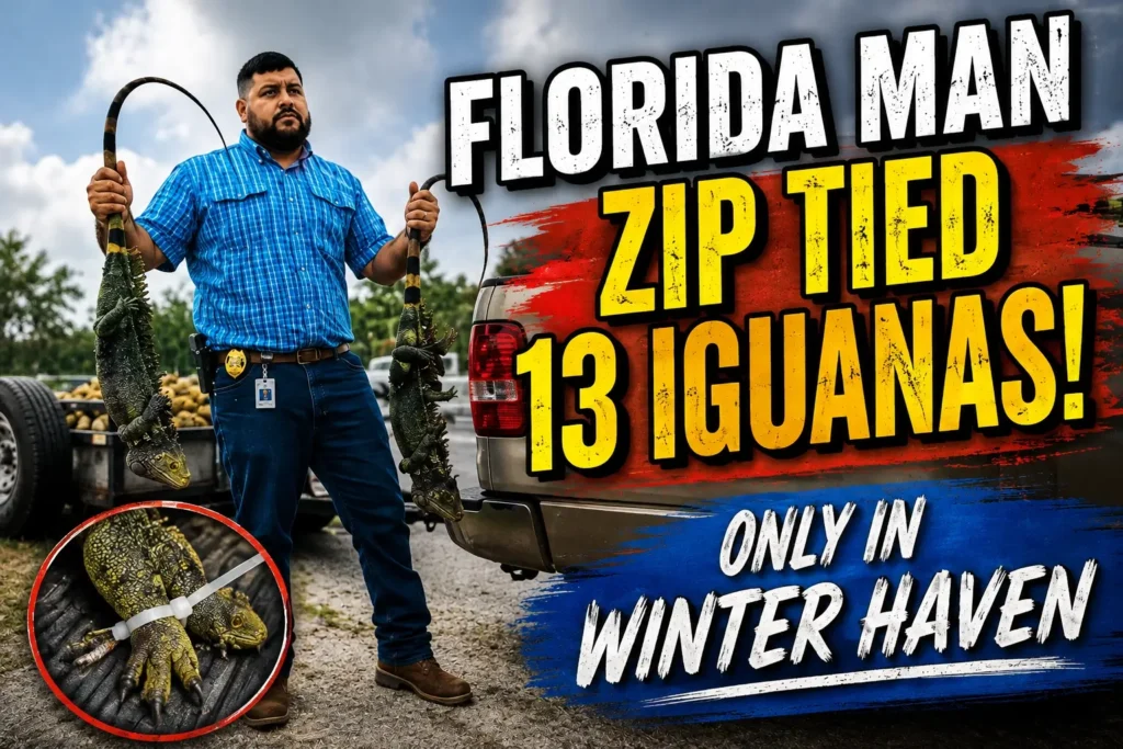 Florida Man arrested in Winter Haven after 13 zip-tied iguanas were found in a truck